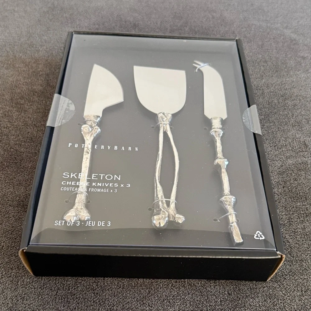 Pottery Barn Skeleton Cheese Knives - Set of 3